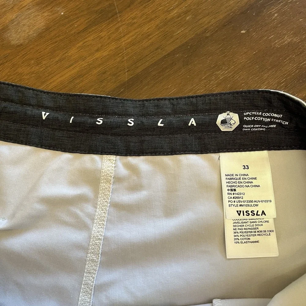 Vissla Board Shorts Mens 33 Beige Striped Upcycled Coconut Stretch M103ULOW